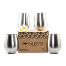 Stainless Steel Wine Glasses - Set of 4 Large & Elegant Stemless Cups - 18 oz Tumblers are Unbreakable, Shatterproof, Dishwasher Safe, BPA & Toxin Free - Perfect Goblets for ALL Drinks & Activities