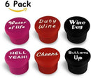 Wine Stoppers, GDPETS 6 Pack Food Grade Silicone Reusable Leak-Proof Wine Bottle Stoppers Corks, Funny Beverages Bottles Air-Tight Seal Caps, Special Novelty Wine Gifts Accessories for Wine Lovers