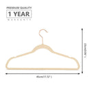 MIZGI Premium Velvet Hangers (Pack of 50) Heavyduty - Non Slip - Velvet Suit Hangers Ivory - Copper/Rose Gold Hooks,Space Saving Clothes Hangers