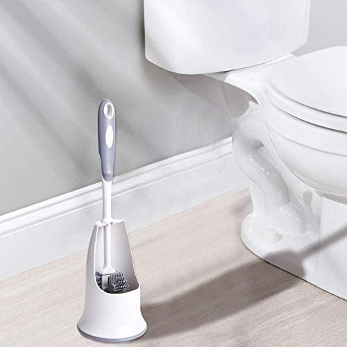 COSTOM Toilet Brush Set,Toilet Bowl Brush and Holder for Bathroom Toilet - White