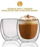 Espresso Cups Shot Glass Coffee Set of 2 - Double Wall Thermo Insulated