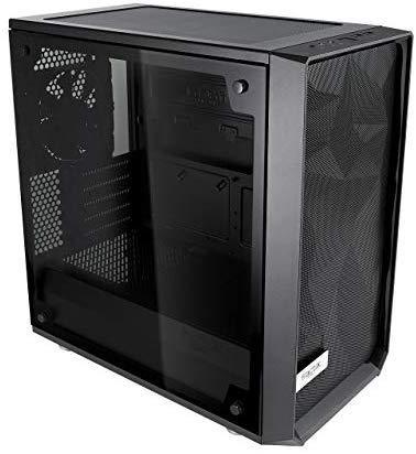 Fractal Design Meshify C - Compact Computer Case - High Performance Airflow/Cooling - 2X Fans Included - PSU Shroud - Modular Interior - Water-Cooling Ready - USB3.0 - Tempered Glass Light - Blackout