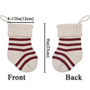 LimBridge Christmas Mini Stockings, 6 Pack 9 inches Knitted Knit Stripe Rustic Holiday Decorations, Goodie Bags for Family and Friends, Burgundy and Cream