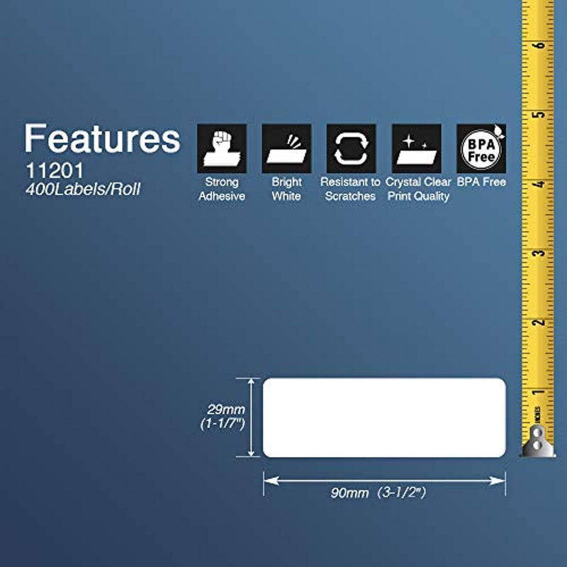 BETCKEY - 10 Rolls Compatible Brother DK-1201 Standard Address Labels 1-1/7" x 3-1/2"(29mm x 90mm),[4000 Labels With Refillable Cartridge Frame]