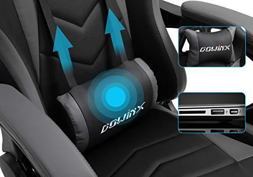 Dowinx Gaming Chair Ergonomic Racing Style Recliner with Massage Lumbar Support, Office Armchair for Computer PU Leather E-Sports Gamer Chairs with Retractable Footrest (Black&Purple)