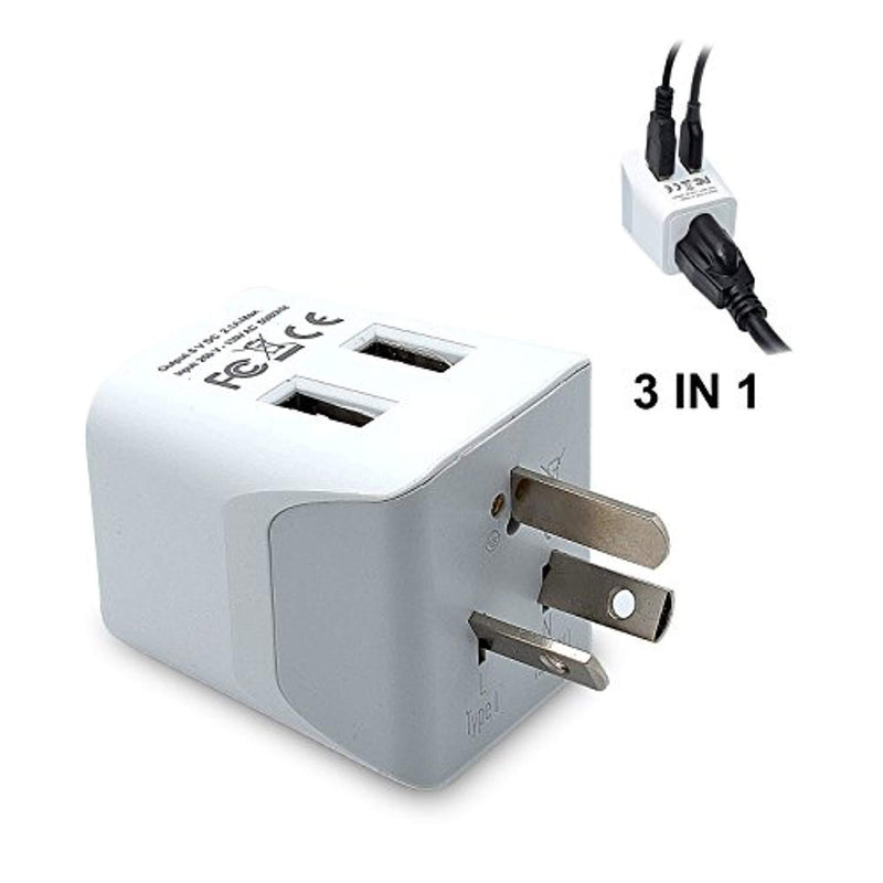 Ceptics CTU-16 USA to Australia, New Zealand, China Travel Adapter Plug with Dual USB - Type I - Dual Inputs - Ultra Compact