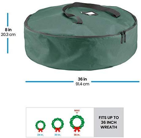 Premium Christmas Wreath Storage Bag 36” - Dual Zippered Storage Container & Durable Handles, Protect Artificial Wreaths by ZOBER