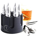 WHISKEY BULLET STONES WITH BASE - XL, 2.5" Original Extra Large Bullet-Shaped Whiskey Chillers, Unique Revolver Freezer Base, Set of 6, Gift for Whisky, Bourbon, Scotch Lovers, Groomsmen, Military