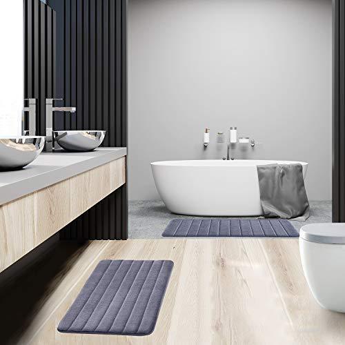 Office Marshal Bathroom Rugs Bath Mats for Bathroom Luxury Soft Anti-Slip Memory Foam 3 PCS Mats Set(U-Shaped 20"x24" Toilet Mat+30"x20" Shower Mat+17"x47" Bath Mat) Absorbent Bath Rugs Machine Washable