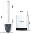 COSTOM Toilet Brush,Deep Cleaner Silicone Toilet Brushes with No-Slip Long Plastic Handle and Flexible Bristles, Silicone Toilet Brush with Quick Drying Holder Set for Bathroom Toilet