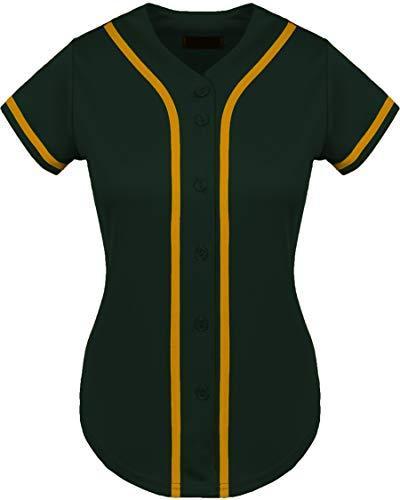 Hat and Beyond Womens Baseball Button Down Tee Short Sleeve Softball Jersey Active Shirts Made in USA