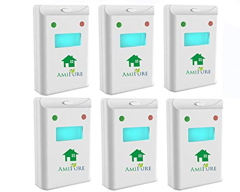 Amipure Ultrasonic Pest Repeller, 6 Pack Set, Plug in 3 in 1 with Night Light, electromagnetic and ultrasonic