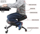 Ergonomic Kneeling Chair Home Office Chairs Thick Cushion Pad Flexible Seating Rolling Adjustable Work Desk Stool Improve Posture Now & Neck Pain - Comfortable Knees and Straight Back by Defy Desk