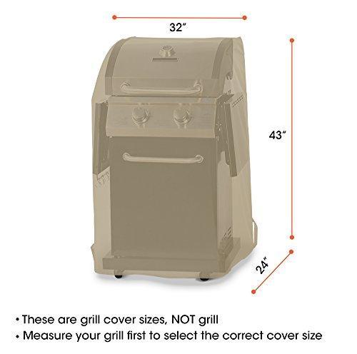 SunPatio Gas Grill Cover 58 Inch, Heavy Duty Waterproof Outdoor Barbecue Grill Cover, Durable Charcoal Smoker Cover, All Weather Protection for Weber Char-Broil Nexgrill Grills and More, Beige