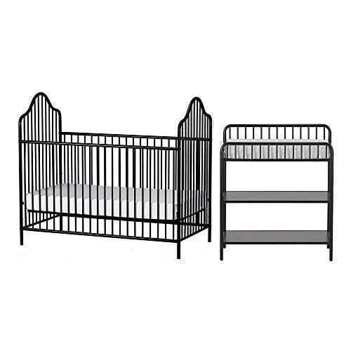 Little Seeds Rowan Valley Lanley Metal Crib and Changing Table Set, Black