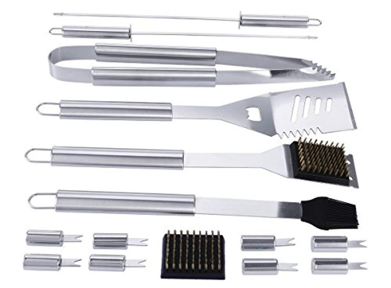 Kacebela BBQ Tools Set, 19-Piece Grill Tools Set, Heavy Duty Stainless Steel Barbecue Grilling Utensils, Premium Grilling Accessories for Barbecue - Spatula, Tongs, Forks, and Basting Brush