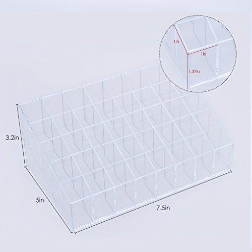 Benbilry Lipstick Holder, 40 Space Acrylic Lipstick Holder Organizer Case Display Rack，40 Slots (in a 8 x 5 Arrangement) Stand Cosmetic Makeup Organizer Lipstick, Brushes, Bottles More …