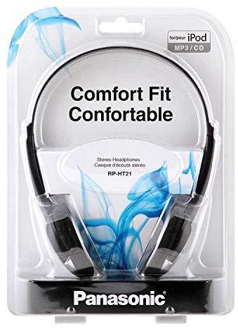 Panasonic Headphones RP-HT161-K Full-Sized Over-the-Ear Lightweight Long-Corded (Black)