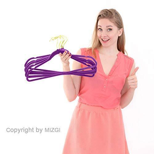 MIZGI Premium Velvet Hangers (Pack of 50) Heavyduty - Non Slip - Velvet Suit Hangers Pink - Gold Hooks,Space Saving Clothes Hangers (Pink) …