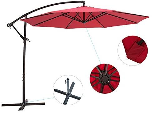 Nature's Blossom 10 Ft Cantilever Offset Patio Umbrella Outdoor Aluminum Hanging Umbrella with Crank and Air Vent, 8 Ribs, Taupe