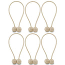 NZQXJXZ Curtain Tiebacks Magnetic, Drape Holders Holdbacks Decorative Weave Rope Clips Window Sheer Blackout Panels Home Office, Beige (Pack of 6)