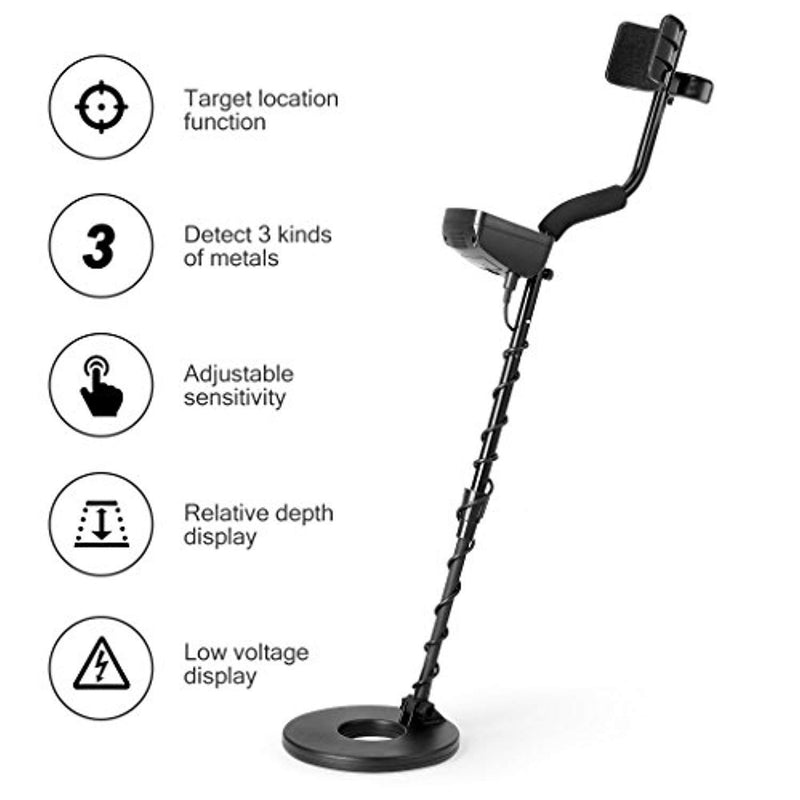 URCERI GC-1069 Metal Detector, High Accuracy Waterproof Treasure Hunting Tool, 2 Modes Outdoor Gold Digger with Sensitive Search Coil, Folding Shovel and Headphone for Beginners Professionals