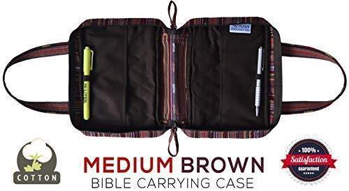 Bible Covers for Women & Girls | Bible Carrying Case | Small-Medium Bible Cover with Handles | Soft Carrying Case Fabric | Multiple Colors Available | with Pen Holders | 100% Cotton Material (Purple)