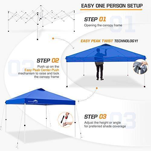 EAGLE PEAK 10’ x 10' Pop Up Canopy Tent Instant Outdoor Canopy Straight Leg Shelter with 100 Square Feet of Shade (White)