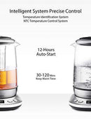 Electric Kettle, Willsence Electric Tea Kettle Stainless Steel Glass Boiler Hot Water Tea Heater with Temperature Control LCD Display, Removable Tea Infuser, 1.7 L, 1200W (Glass)