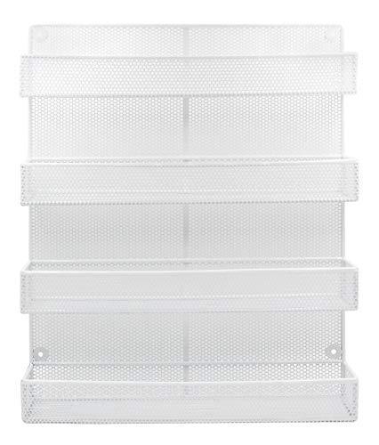 TQVAI 5 Tier Wall Mount Spice Rack Organizer Kitchen Spice Storage Shelf - Made of Sturdy Punching Net, White