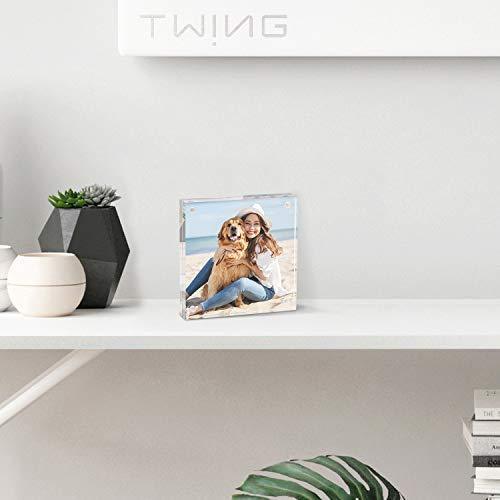 TWING Premium Acrylic Photo Frame - 5x7 inches Magnet Photo Frame -Double Sied Thick Desktop Frames (5 Pack)