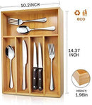 24-Piece Silverware Teivio Set, Flatware Set Mirror Polished, Dishwasher Safe Service for 4, Include Knife/Fork/Spoon with Bamboo 5-Compartment Silverware Drawer Organizer Box