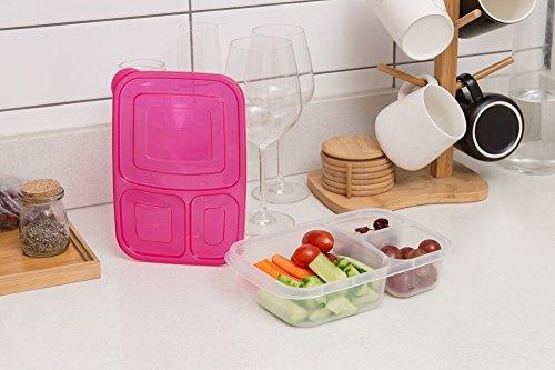 Bento Lunch Boxes, 3-Compartment Meal Prep Containers with Lids, Food Storage Containers, 7 Pack BPA Free Food Lunch box, LeakProof, Reusable, Stackable, Microwave, Freezer and Dishwasher Safe