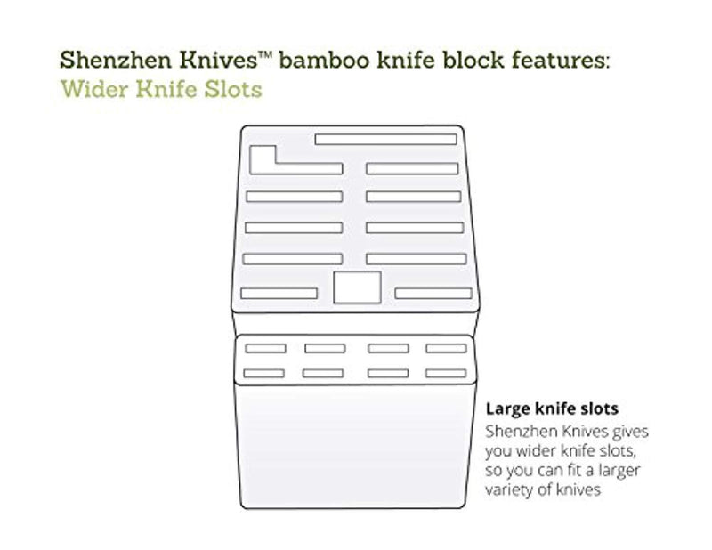 20 Slot Bamboo Universal Knife Block Without Knives. Knife Storage Organizer and Holder by Shenzhen Knives.