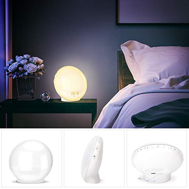 Wake- Up Light, LBell Alarm Clock 8 Colored Sunrise Simulation & Sleep Aid Feature, Dual Alarm Clock with FM Radio, 7 Natural Sound and Snooze for Kids Adults Bedrooms (LB01-Sunrise Alarm Clock)