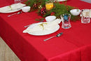 Cotton Craft 100% Linen Christmas Red Table Cloth -Size 60x120 Red Hand Crafted and Hand Stitched Table Cloth with Hemstitch detailing.