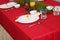 Cotton Craft 100% Linen Christmas Red Table Cloth -Size 60x120 Red Hand Crafted and Hand Stitched Table Cloth with Hemstitch detailing.