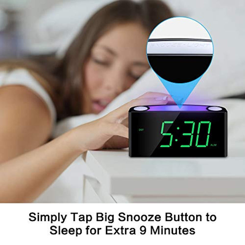 Alarm Clock, Large 7" Digital LED Display, 7 Colored Night Light, Slider Dimmer, 2 USB Charging Ports, Big Snooze, 12H/24H, Loud Bedroom Alarm Clock for Heavy Sleeper, Home Office Desk Kitchen Travel