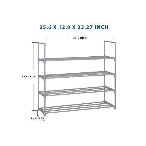 HOME BI 4 Tier Shoe Rack, 20 Pairs Shoes Organizer Closet for Home & Office, Anti-Rust,Easy to Assemble, No Tools Required,35.6”W x 12.0” D x 33.27”H, Black