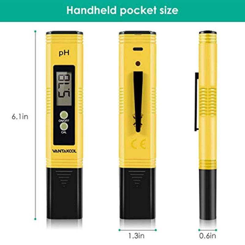 Digital PH Meter, VANTAKOOL PH Meter 0.01 PH High Accuracy Water Quality Tester with 0-14 PH Measurement Range for Household Drinking, Pool and Aquarium Water PH Tester Design with ATC (Blue) (yellow)