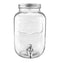 One Gallon Glass Mason Jar Beverage Dispenser w/Stainless Steel Spigot, Retro Yorkshire Style Jar, Clear Color