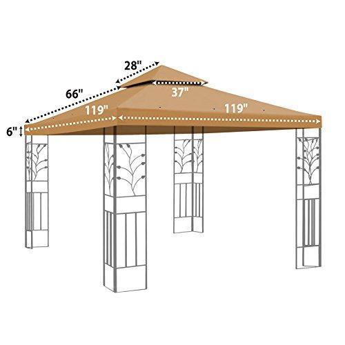 Replacement 10'X10'Gazebo Canopy top Patio Pavilion Cover Sunshade plyester Double Tiers-Taupe