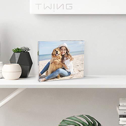 TWING Premium Acrylic Photo Frame - 5x7 inches Magnet Photo Frame -Double Sied Thick Desktop Frames (5 Pack)