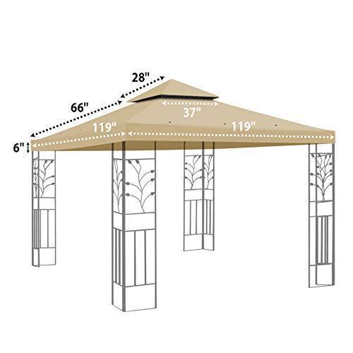 Replacement 10'X10'Gazebo Canopy top Patio Pavilion Cover Sunshade plyester Double Tiers-Taupe