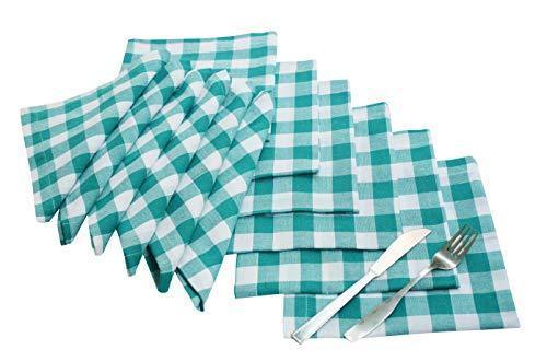 Cloth Napkin In Gingham Plaid Check Fabric-18x18 Red White, Wedding Napkins,Cocktails Napkins,Fabric Napkins,Cotton Napkins Mitered Corners & Generous Hem, Machine Washable Dinner Napkins Set of 12