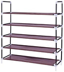 SoSo-BanTian1989 5-Tiers Shoe Rack 25 Pairs Non-Woven Fabric Shoe Storage Organizer Shoe Tower Cabinet,39 x 11 x 37inch (Black)