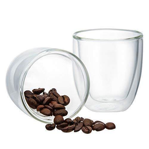 Double Wall Espresso Cups Set - Insulated Coffee Shot Glasses - 2.6oz, Set of 4 - Demitasse Gift Box