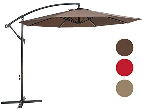 Nature's Blossom 10 Ft Cantilever Offset Patio Umbrella Outdoor Aluminum Hanging Umbrella with Crank and Air Vent, 8 Ribs, Taupe