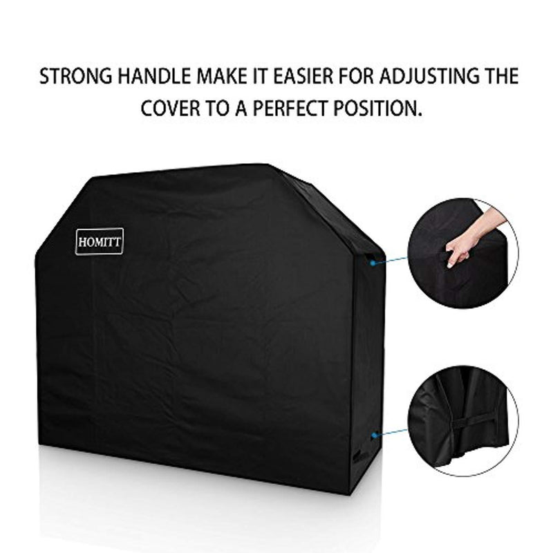 Homitt Gas Grill Cover, 58-inch 3-4 Burner 600D Heavy Duty Waterproof BBQ Cover with Handles and Straps for Most Brands of Grill -Black