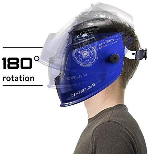 Solar Powered Welding Helmet Auto Darkening Professional Hood with Wide Lens Adjustable Shade Range 4/9-13 for Mig Tig Arc Weld Grinding Welder Mask